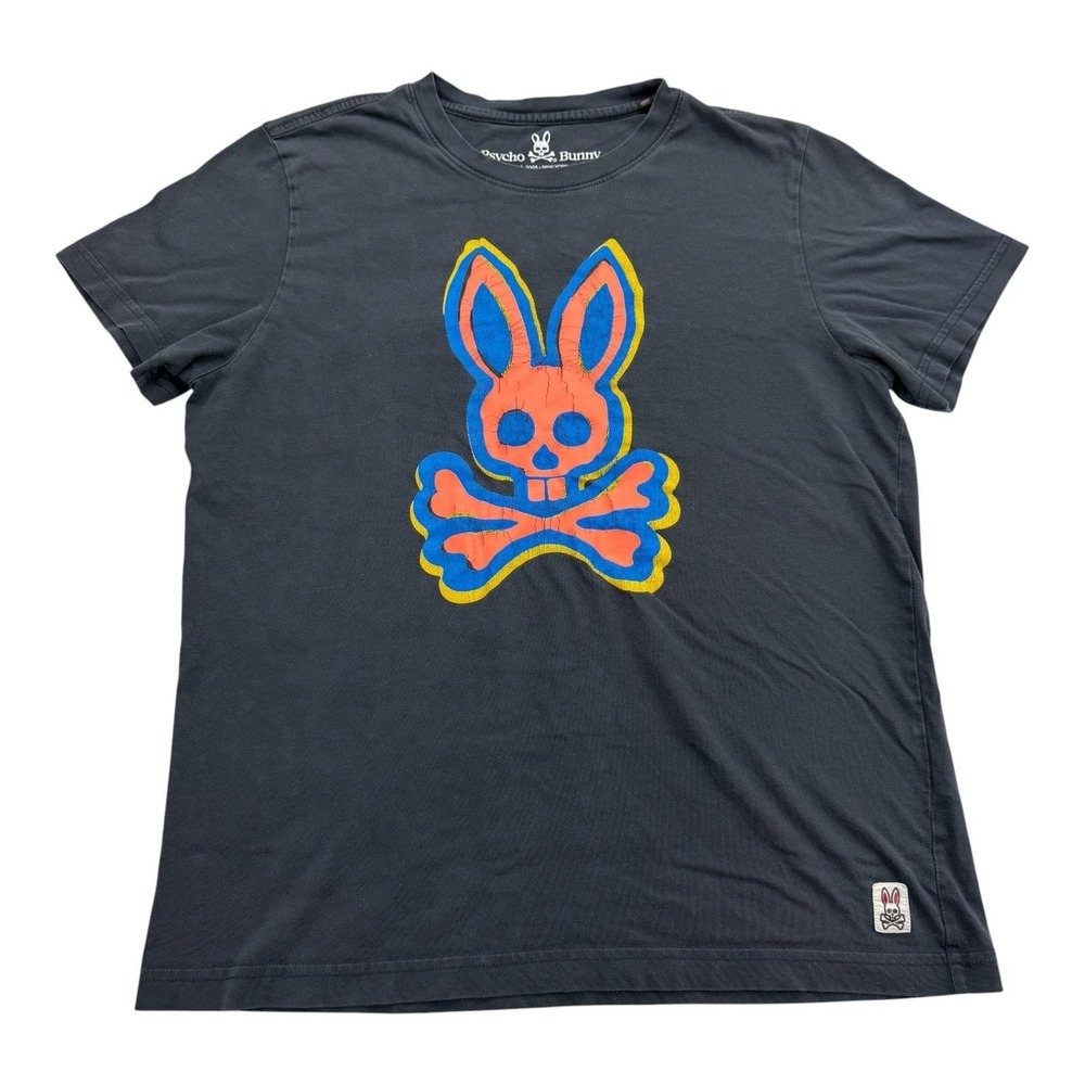 Psycho Bunny Shirt Mens L Gray Short Sleeve Crewneck Pima Cotton Graphic Logo